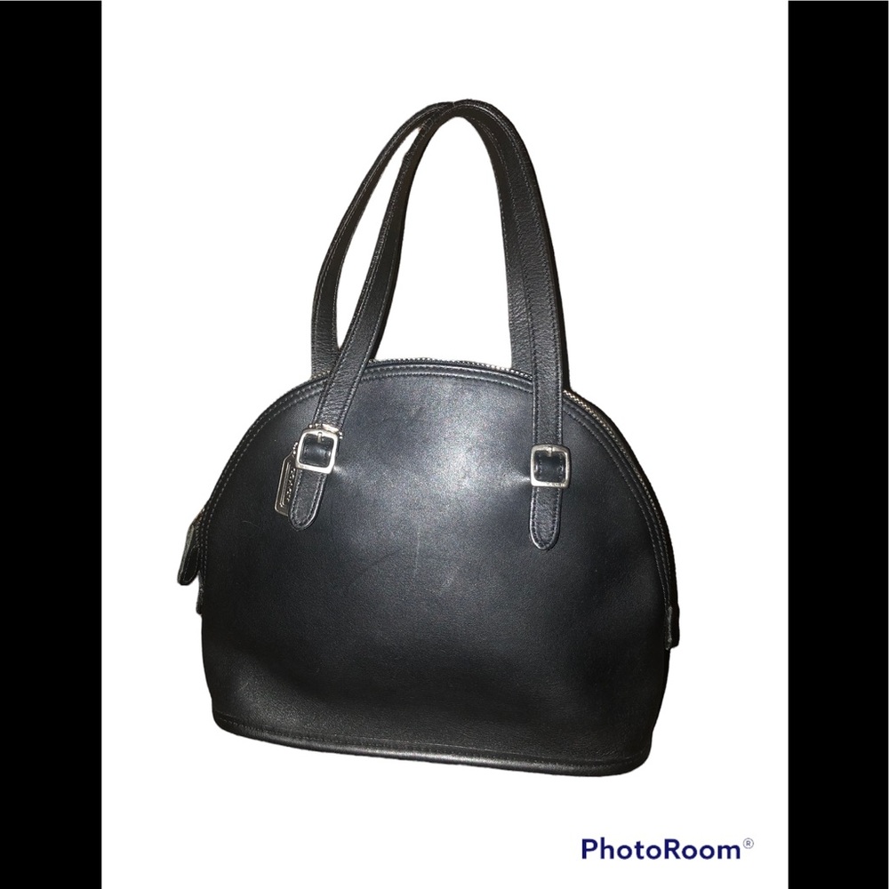 Vintage Coach Domed Black Leather Bag